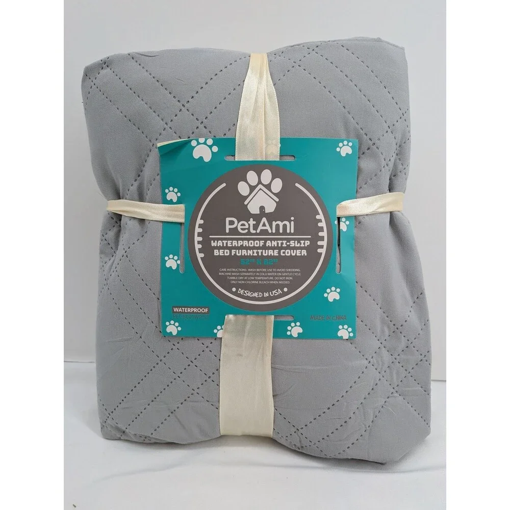 PetAmi Waterproof Anti-Slip Quilted Dog Bed Furniture Cover Grey Pet Protector